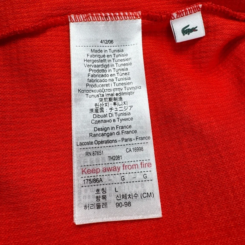 Lacoste Sleepwear Top Mens Large Red Waffle Knit Thermal Long Sleeve